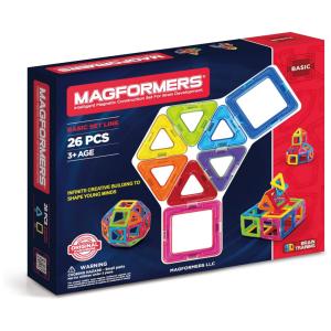 Kit de Construção Peças Basicas Geométricas Educativa 26 Peças, para Crianças a Partir de 3 Anos, MAGFORMERS 63087, Amarelo
