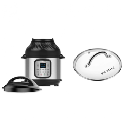 Panela de Pressão Elétrica 11 em 1, 8L com Painel de LED e Tampa de Vidro, 110V 1000W, Instant Pot Duo Crisp, Prata