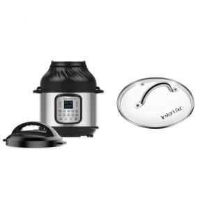 Panela de Pressão Elétrica 11 em 1, 8L com Painel de LED e Tampa de Vidro, 110V 1000W, Instant Pot Duo Crisp, Prata