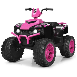 Costzon Kids Quadriciclo Elétrico 1 Assento 12V, com Luzes de LED, MP3, Rosa