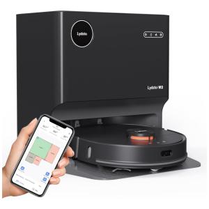 Aspirador Robô com Display LED, Sucção 5000Pa, Recarga Automática e Secagem Eficiente, 110V, Lydsto W2, Preto