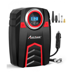 Compressor de Ar com Fio Portátil 150 PSI com Tela LED e Desligamento Automático, 12V, Avid Power, Vermelho
