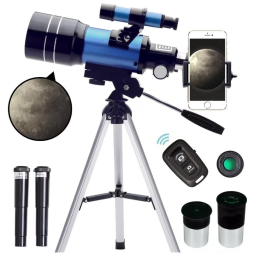 Telescópio Astronômico 5x24 com Adaptador para Celular e Controle Remoto sem Fio, ToyerBee, Azul