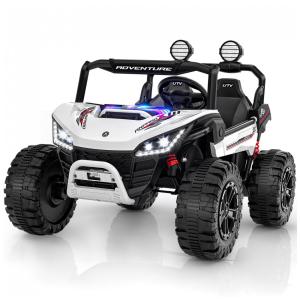 Carro Elétrico Infantil ANPABO Branco 24V 2 Lugares 4 Motores 200W Suspensão Rainbow LED Controle Bluetooth 5.1km/h