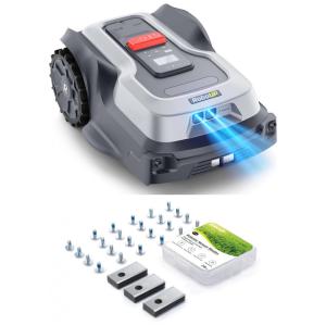 Cortador de Grama Robô Sem Fio RoboUP T1200Pro Cinza RTK+Visão IA Evitação Obstáculos Multi-Zona T1200Pro 2025 Versão +24 Lâminas Reposição