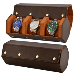 ROSELLE Caixa, Estojo para Relógios Protege e zena, 3 Lugares, Marrom
