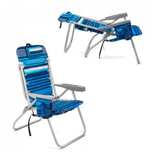 Cadeira de Praia Portátil e Dobrável com 5 Posições e Bolsa de Armazenamento, Homevative, Azul