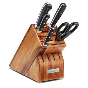 Conjunto de Facas em Aço Inoxidável com Afiador Embutido e Bloco de Bancada 6 Peças, WSTHOF 1090170606, Preto