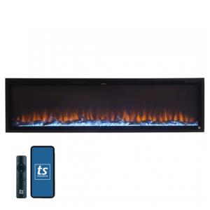 Lareira Elétrica de Embutir A48x182L com Controle Remoto e Chamas Multicolorida, 1500W, 110v, TOUCHSTONE, Preto