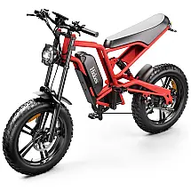 Bicicleta Elétrica para Adultos com Velocidade até 60 km/h, Alcance 55 km, 3 Velocidades e Display Digital, 1200W, LET IT GO B6, Vermelha