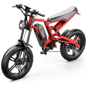 Bicicleta Elétrica para Adultos com Velocidade até 60 km/h, Alcance 55 km, 3 Velocidades e Display Digital, 1200W, LET IT GO B6, Vermelha