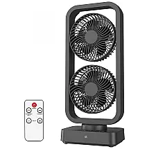 Ventilador de Mesa Portátil Zool Recarregável USB com Controle Remoto, ZOOLB, Preto