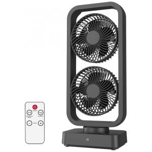 Ventilador de Mesa Portátil Zool Recarregável USB com Controle Remoto, ZOOLB, Preto