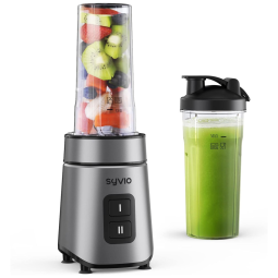 Liquidificador Portátil 590mL com 2 Velocidades e Garrafa Esportiva, 600W, Syvio, Branco