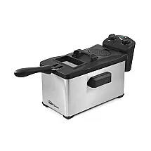 Fritadeira Elétrica Industrial a Óleo 3.5L com Controle de Temperatura, Aço Inox, 110v, ELITE GOURMET EDF 3500, Cinza