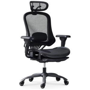 Cadeira de escritório ergonômica Cadeira de mesa rolante com apoio de braço ajustável 3D, apoio lombar 3D, apoio de cabeça ajustável