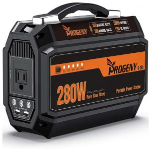 Estação de Energia Portátil 280W AC 110V DC 12V, 5A USB 5,7kg Bateria de Lítio