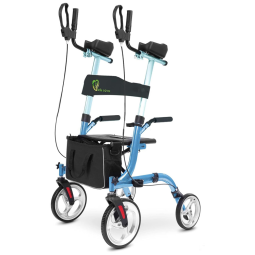 Andador Adulto Idoso com Apoio de Braço, Assento Acolchoado e Cesto, Suporta até 136 kg, WINLOVE, Azul