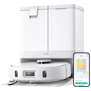 Robô Aspirador e Esfregão eufy Branco Sucção 8.000 Pa, Dupla Mopa com Elevação Automática e Estação Omni X10 Pro
