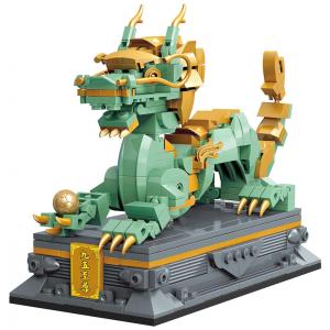 Kit de Construção Dragão Chinês com 372 Peças para 6 Anos ou mais, SOUSOU, Verde