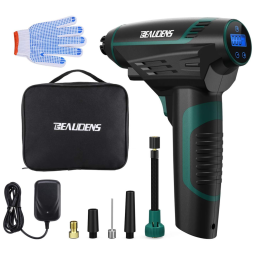 Compressor de Ar Inflador de Pneus Elétricos Bomba de Ar Sem Fio 150 PSI, BEAUDENS 5824094137, Preto