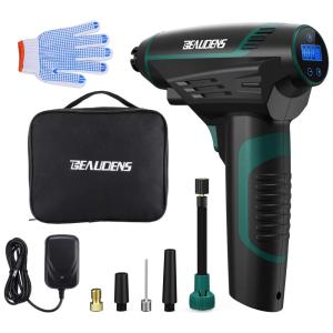 Compressor de Ar Inflador de Pneus Elétricos Bomba de Ar Sem Fio 150 PSI, BEAUDENS 5824094137, Preto