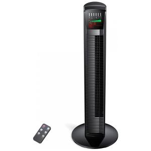 Ventilador de Torre Silencioso com Controle Remoto, Termostato Digital, Temporizador, 60W 110V PARIS RHONE, Preto