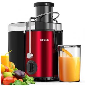 Centrífuga de Frutas e Vegetais SiFENE Boca Larga 3", Motor 800W, 3 Velocidades, Filtro Aço Inox, Componentes Laváveis - Vermelho