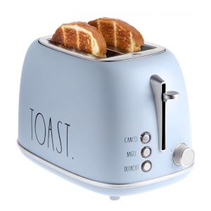 Torradeira Rae Dunn Retrô 2 Fatias Inox Azul Bebê com Fendas Largas, 6 Níveis de Tostagem, Funções Bagel e Descongelar, Bandeja de Migalhas