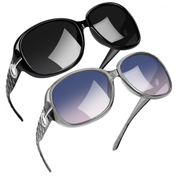 Óculos de Sol Feminino Polarizados com Proteção UV, Joopin C09, 2 Unidades, Preto e Cinza Claro