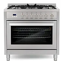 Fogão a Gás COSMO Nebula 91cm (36") 5 Bocas Convecção 108L Inox com Grelhas de Ferro Fundido