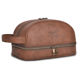 Necessaire Masculina de Couro, VETELLI, Marrom