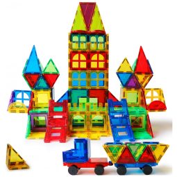 Kit de Construção Geométrico Educativo 120 Peças, para Crianças a Partir de 3 Anos, MAGBLOCK JGP 115, Vermelho