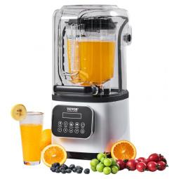 Liquidificador Profissional 2L com Painel Digital, Escudo Silencioso, 9 Velocidades e 5 Funções Predefinidas, 2200W, VEVOR, Branco