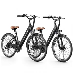 Bicicleta Elétrica Jasion YC1 ST Preto 1200W Motor Brushless Bateria Interna Removível 360Wh Pneus 66cm 7 Marchas Suspensão Dianteira 110V
