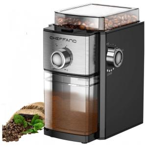 Conical Burr Coffee Grinder, CHEFFANO Electric Coffee Bean Grinder with 8.8oz Large Bean Hopper, 17 Grinding Settings, 2 12 Cups Selectors