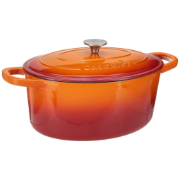 Panela de Ferro Fundido Oval 8 Litros Forno Holandês Esmaltado e Antiaderente, CROCK POT 109474.02, Laranja