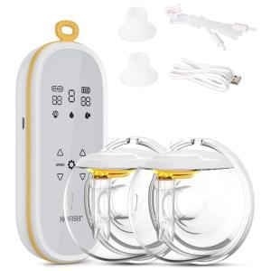 Bomba Tira Leite Elétrica Portátil com 3 Modos e 9 Níveis de Sucção, HOFISH XBP03, Laranja