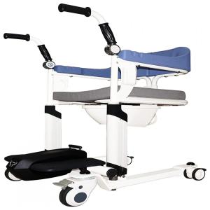 Mai Kangxin Cadeira de Banho Móvel com Elevador de Transferência Hidráulico e Assento Dividido, até 140 kg, Azul