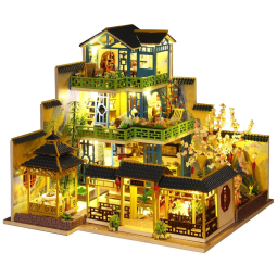 Casa em Miniatura Realista com Luz LED e Música para Adultos e Adolescentes, Escala 124, SPILAY A077