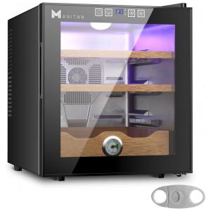 Umidor Elétrico para Charutos 50 Litros com Prateleiras, Higrômetro e Luz Led, 110 Volts, BESRTWE, Preto