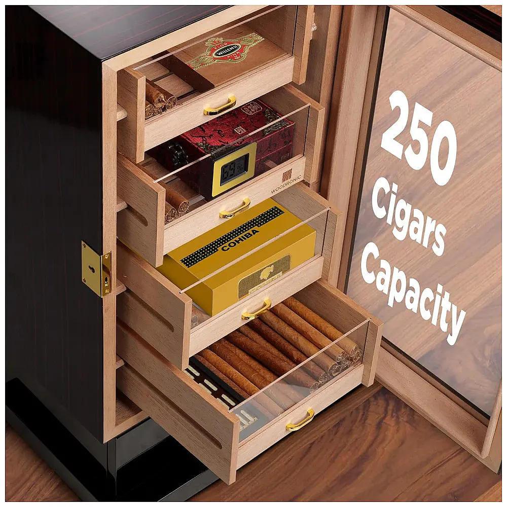 Humidor para Charutos Woodronic Ébano 200-250 Charutos Cedro Espanhol com Gavetas — foto 2
