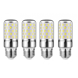 E27 LED Corn Bulbs 12W – Pack com 4 Lâmpadas Candelabra LED 100W Equivalent,Luz Branca Fria 6000K,Base E26/E27,Não Dimerizável, Iluminação