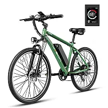 Jasion EB5: Bicicleta Elétrica para Adultos com Motor sem Escova de 500W, Bateria Removível de 360Wh e Suspensão Dianteira - Verde Padrão