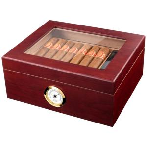 Umidor de Cedro para 25-50 Charutos - Controle de Umidade com Higrômetro e Umidificador - Design Elegante - Analógico,Mantello Cigars