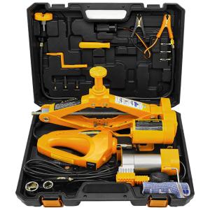 E HEELP Macaco Elétrico Hidráulico Tipo Tesoura 3T Chave Elétrica Bomba de Ar e LED 12V