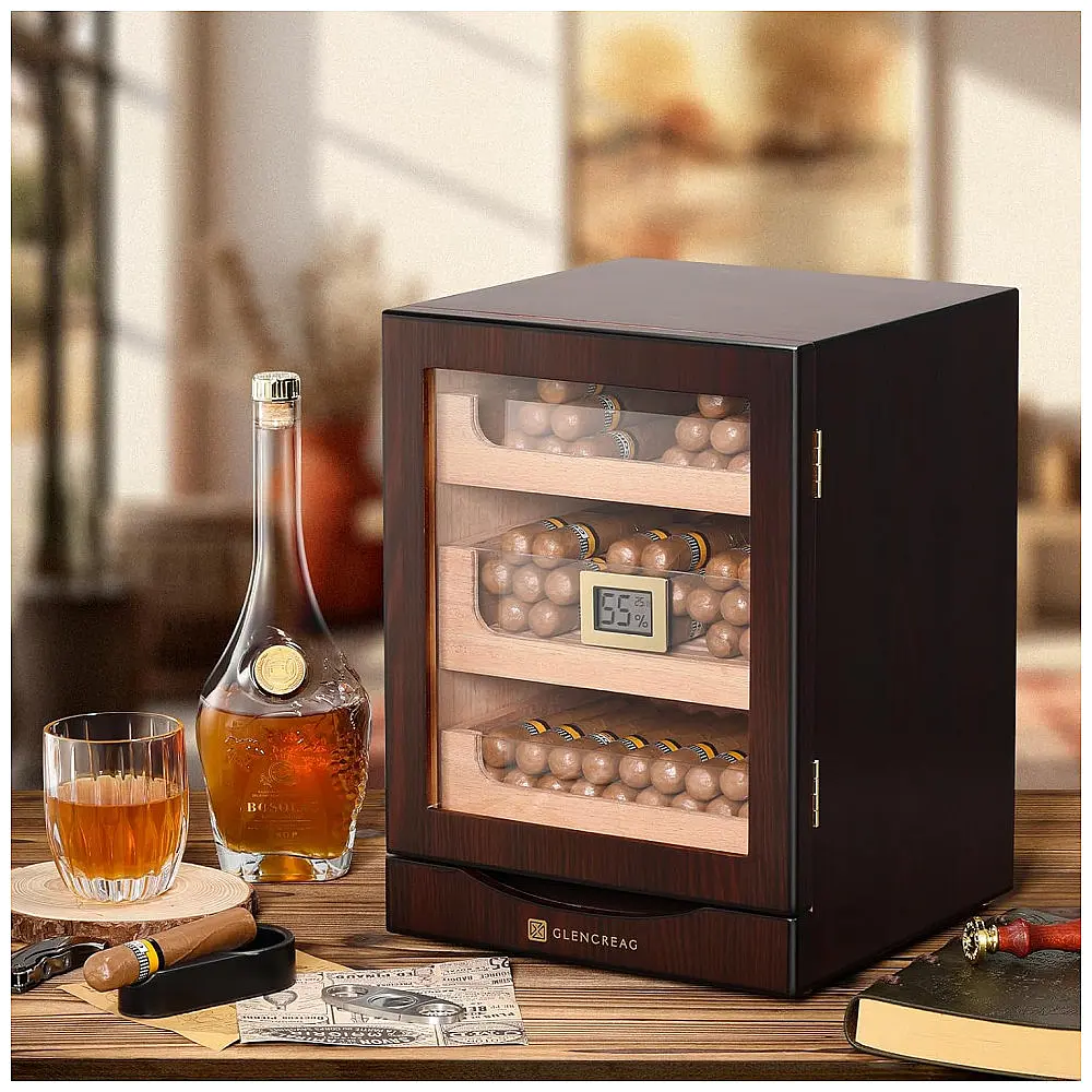 Humidor Charutos Glencreag Mogno Capacidade 150 Unidades com Higrômetro Digital — foto 2