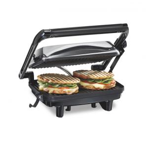 Sanduicheira Elétrica Antiaderente 2 Fatias, Aço Inox, 110v, HAMILTON BEACH 25460A, Prateado