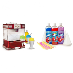 Máquina de Raspadinha com Cones e Xaropes, Nostalgia Retro, 110V 35W, Vermelha