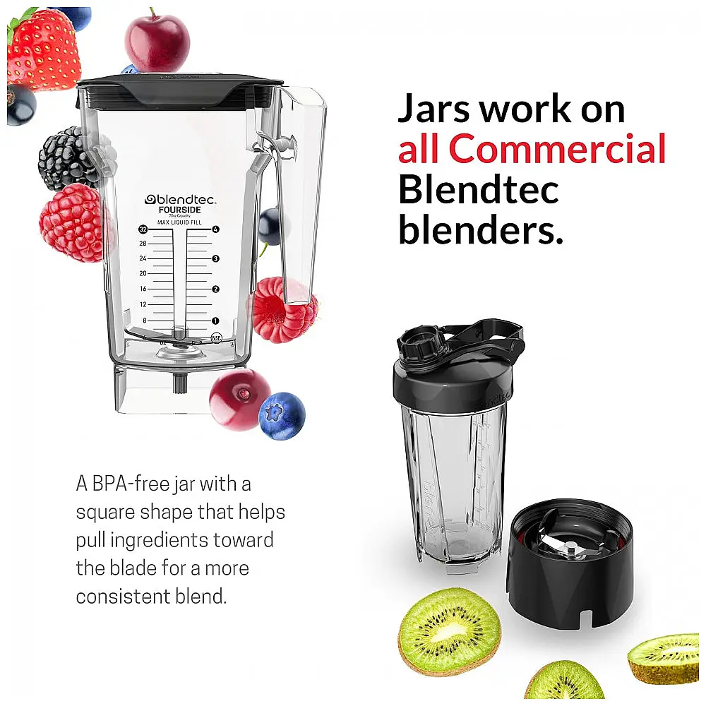 Jarra Blendtec FourSide 40-609-61 de 2,2 L (75 oz) com Tampa Macia Preta para Liquidificadores Blendtec — foto 3